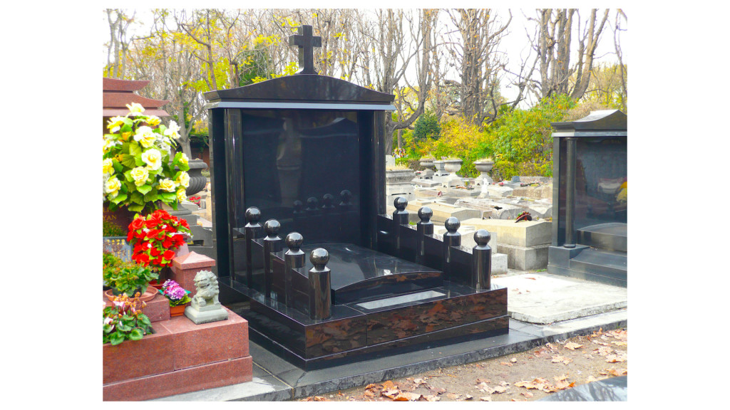 Monument funéraire chinois en granit noir fin