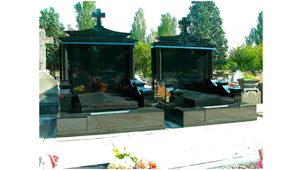 Monument funéraire chinois en granit noir fin